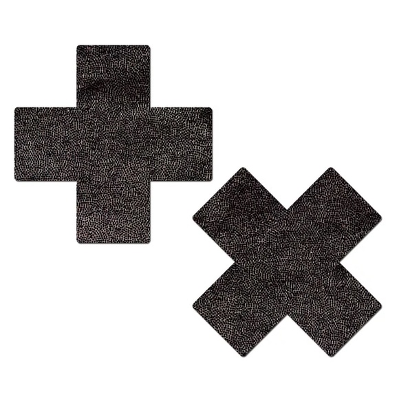 Liquid Matte Black Cross Pasties Nipple Covers - Picture 1 of 2